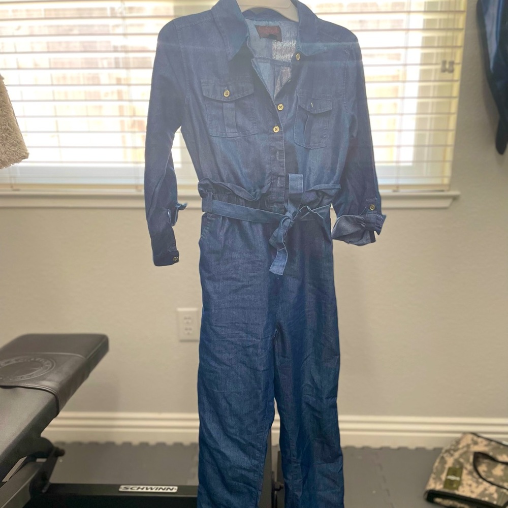 Denim girls jumpsuit